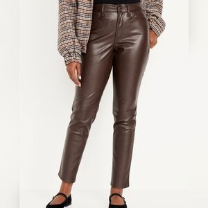 Old Navy Chocolate Faux Leather Cropped Pants
